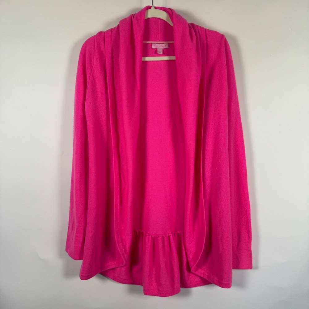 Lilly Pulitzer 100% Cashmere Open Front Cardigan Woman Size Sm Pink Barbiecore